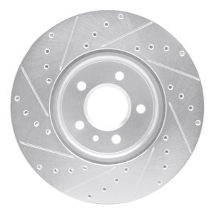 Buick Cascada Brake Rotor (1) - Front Right - R1 Concepts - Drilled & Slotted - Silver - `14-`19